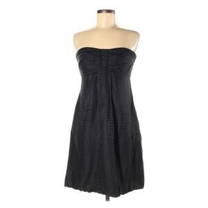 WHBM Dress Strapless Cocktail Dress 100% Silk Black Bubble Hem Dot Pattern sz‎ 6